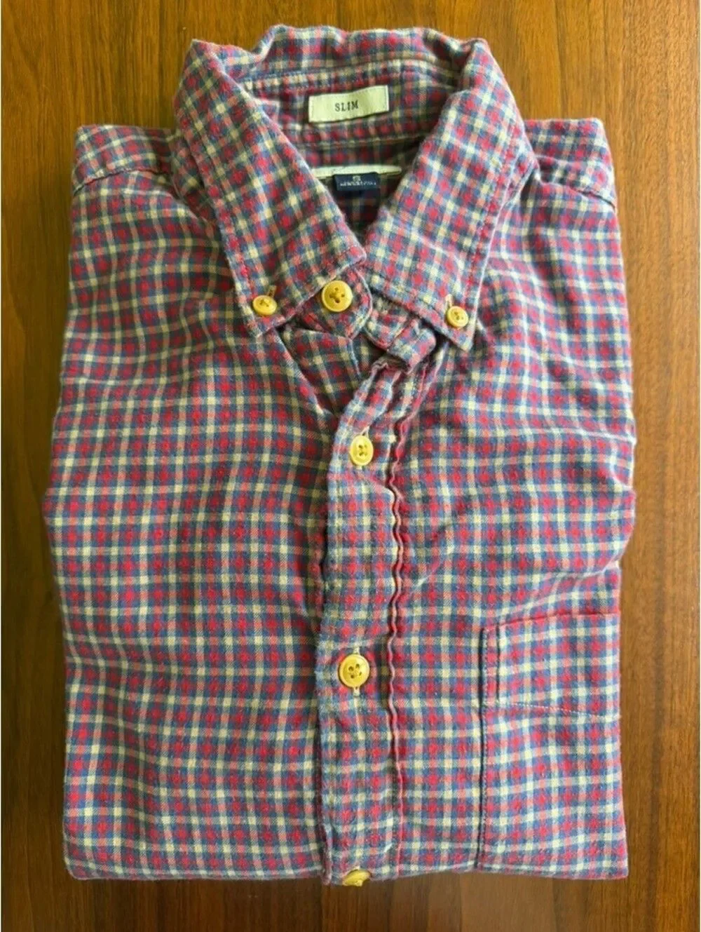 J.Crew Men's Lightweight Flannel Blue & Red Check Plaid Button-Down - Size S